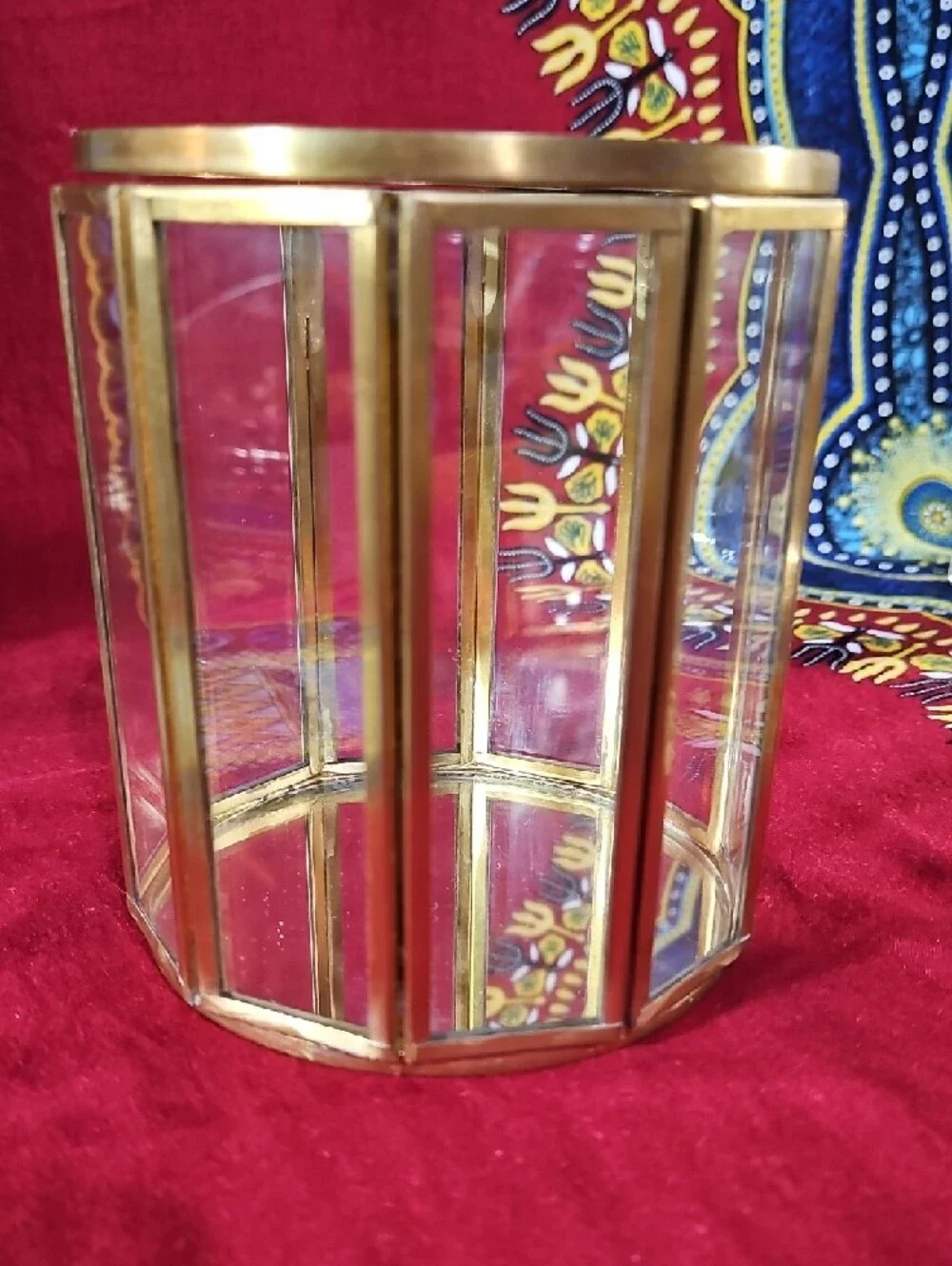 Glass Floral Jewelry Boxes with Gold Frame - Purple & Pink